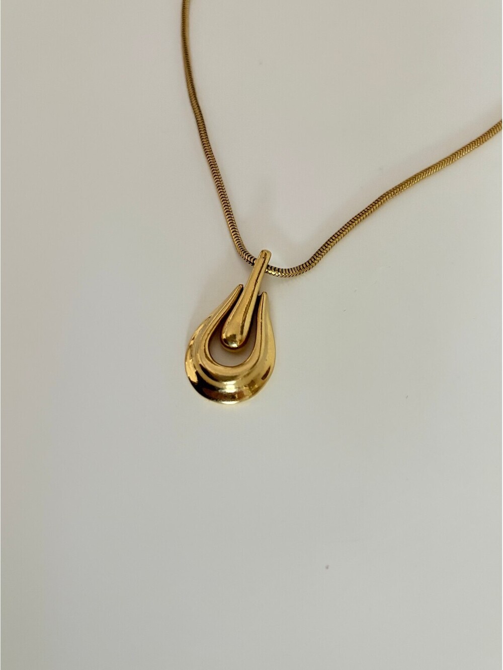 TRIFARI Gold Tone Double Teardrop Pendant Necklace